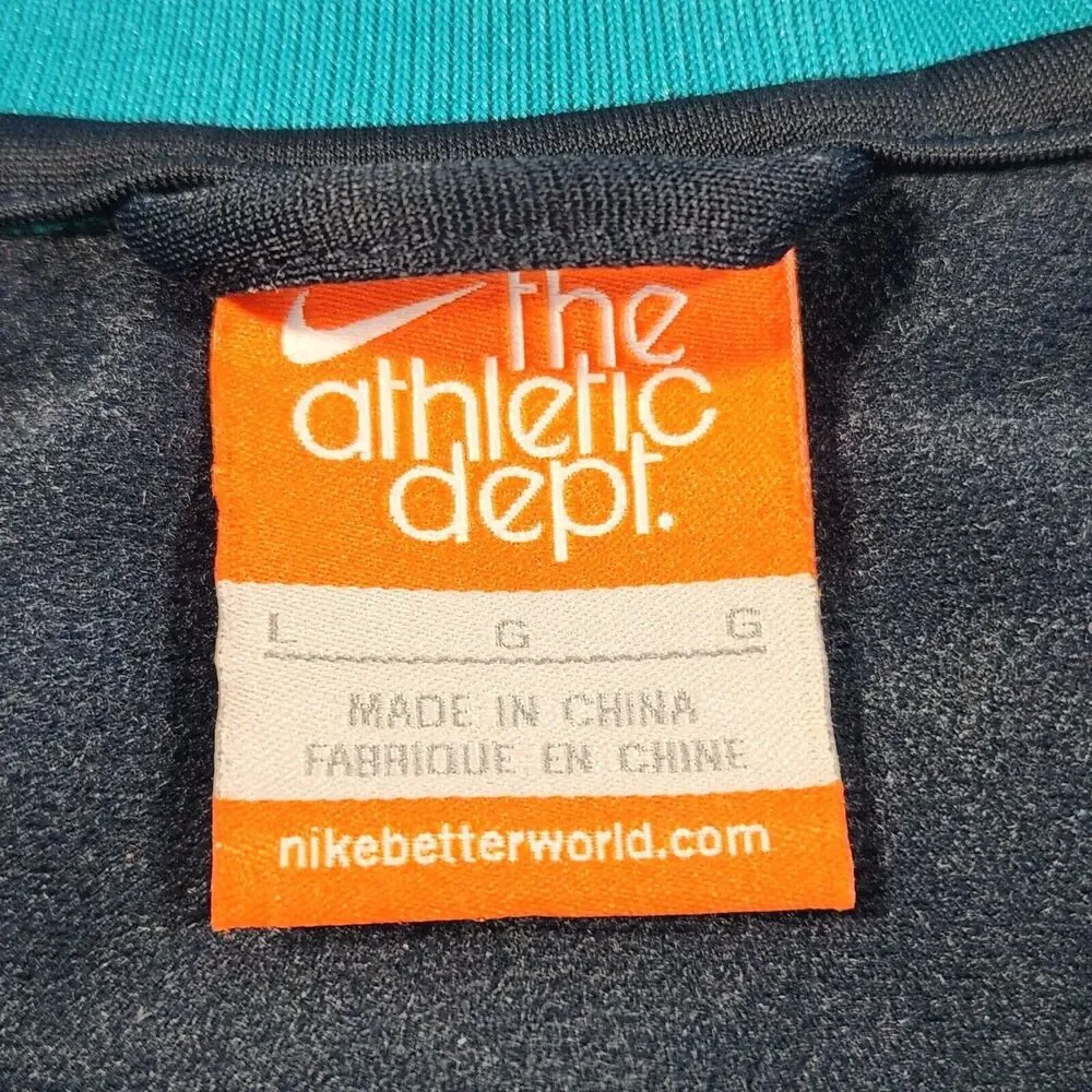 Vintage Nike Athletic Dept Track Jacket Large Full Zip Black Teal Colorblock Y2K
